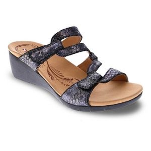 Revere Python Black Metallic Leather Sofia Sandal, Women Size 6 M $180